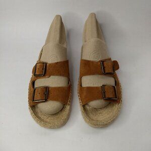 Soludos Suede Double Buckle Strap Rope Slip On Sandals Size 6 Hippie Boho Summer